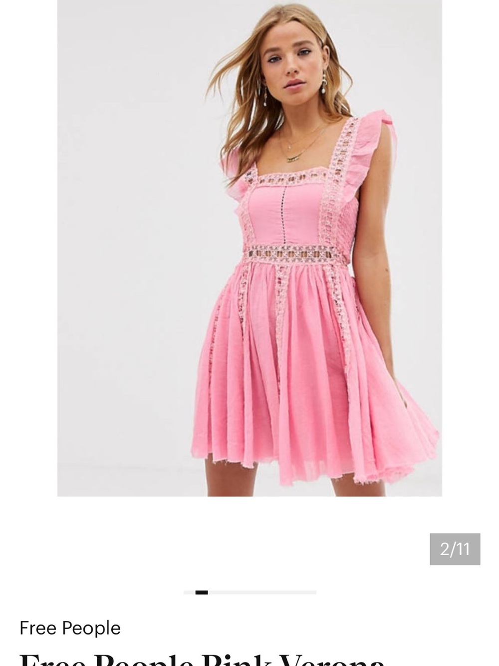 Free People Pink Ruffle-Strap Mini Dress - Picture 2 of 8